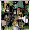 Animal Tiger and Cactus Succulent Shower Curtain with African Tropical Boho Nature Garden 