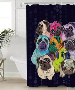 Animal Waterproof Shower Curtain, Adorable Dog Print