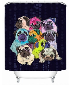 Animal Waterproof Shower Curtain, Adorable Dog Print