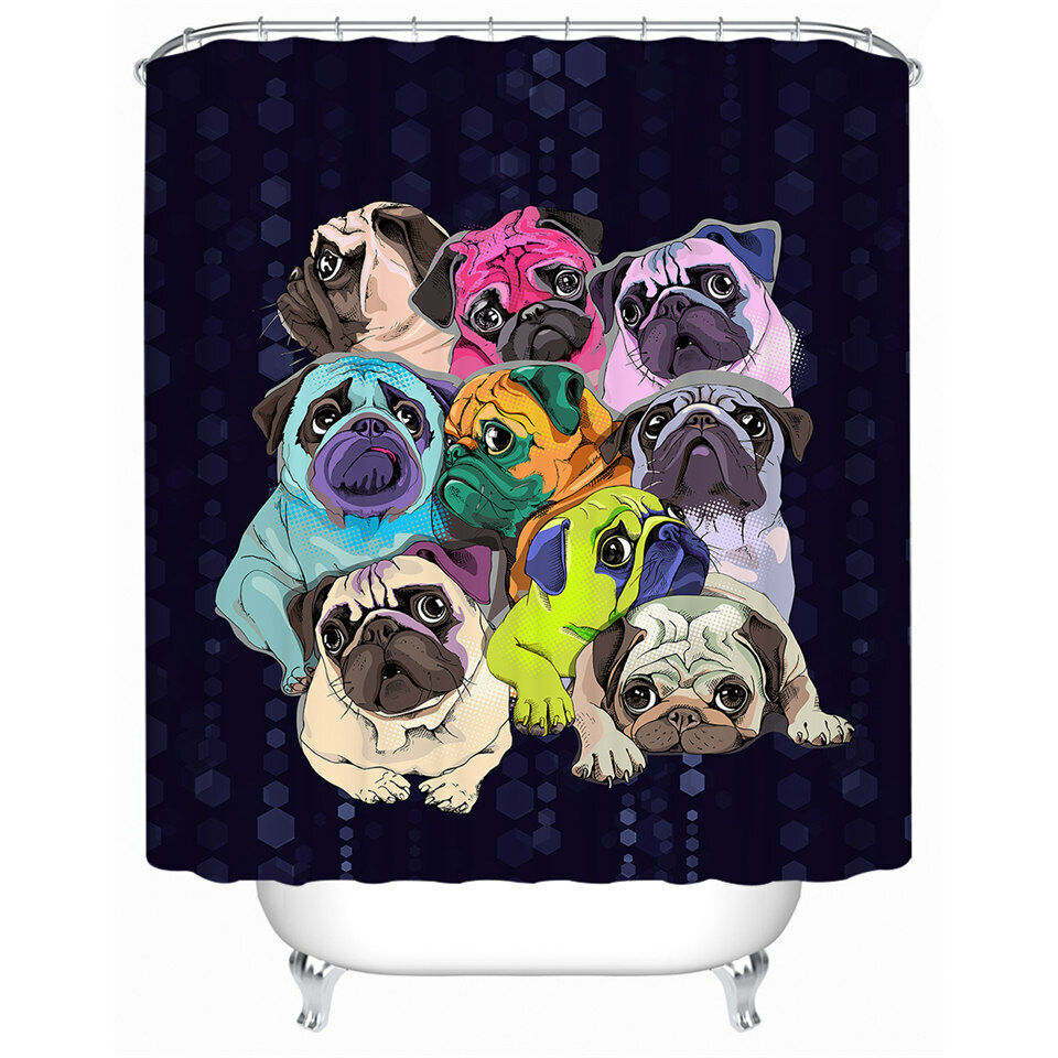 Animal Waterproof Shower Curtain, Adorable Dog Print
