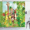 Animals Giraffe Tiger Snake Dinosaur Hippo Monkey Jungle Theme Shower Curtain - Cloth Fabric Bathroom Decors