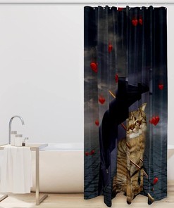 Animals With Umbrella Heart Shower Curtain - Cute And Funny Bathroom Decor