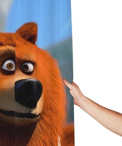 Animated Waterproof Grizzly Bear Shower Curtain for Fun Bathroom Decor
