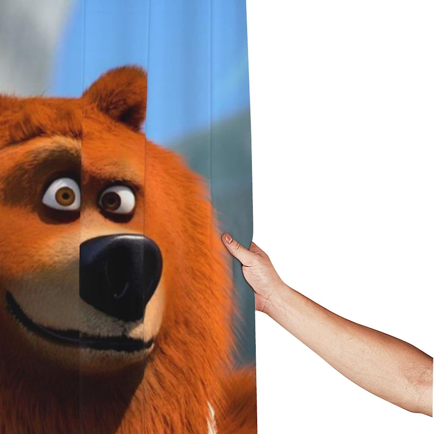 Animated Waterproof Grizzly Bear Shower Curtain for Fun Bathroom Decor