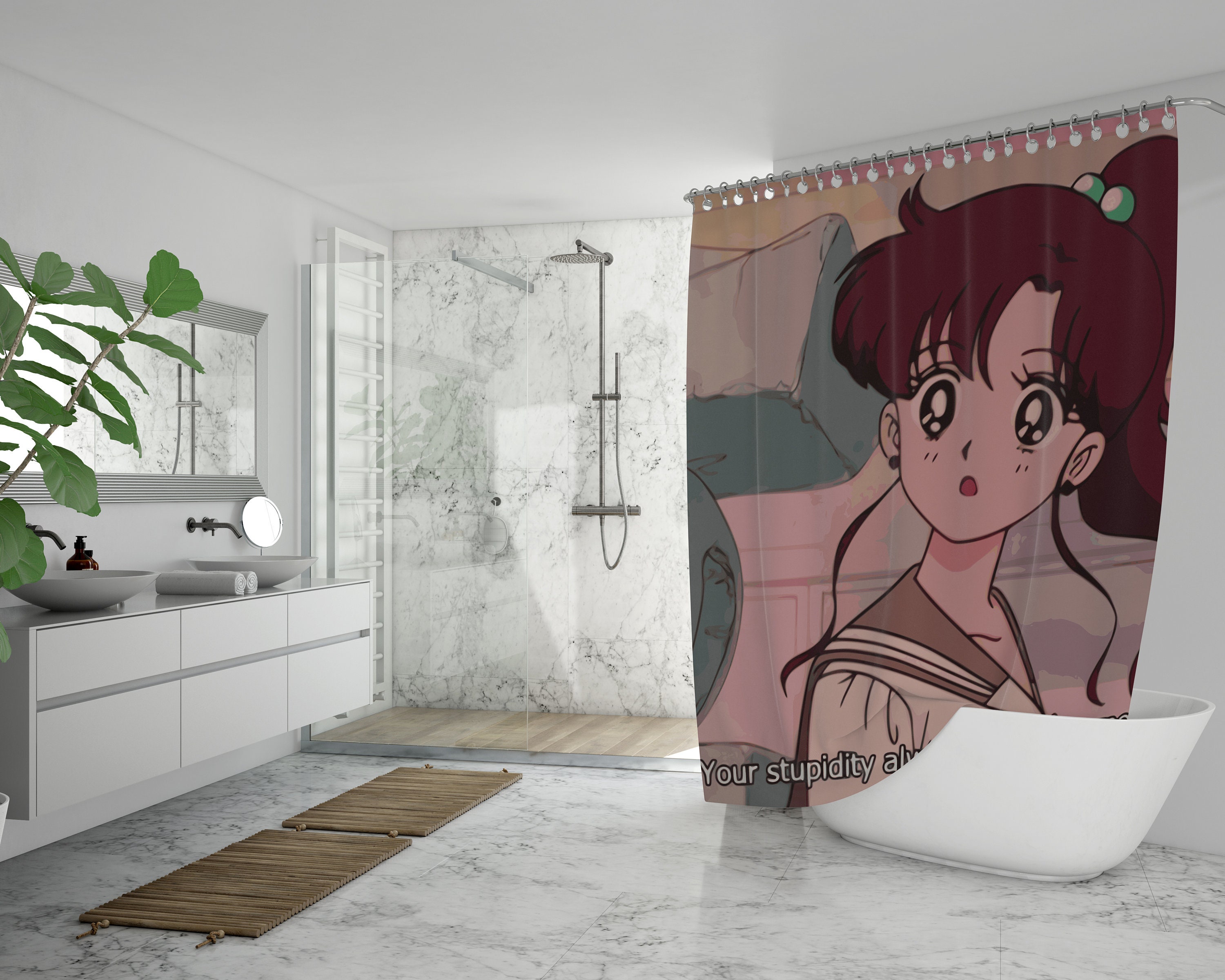 Anime Sailor Moon Shower Curtain with Sailor Jupiter and Art Prints for a Cool and Artistic Bathroom Decor