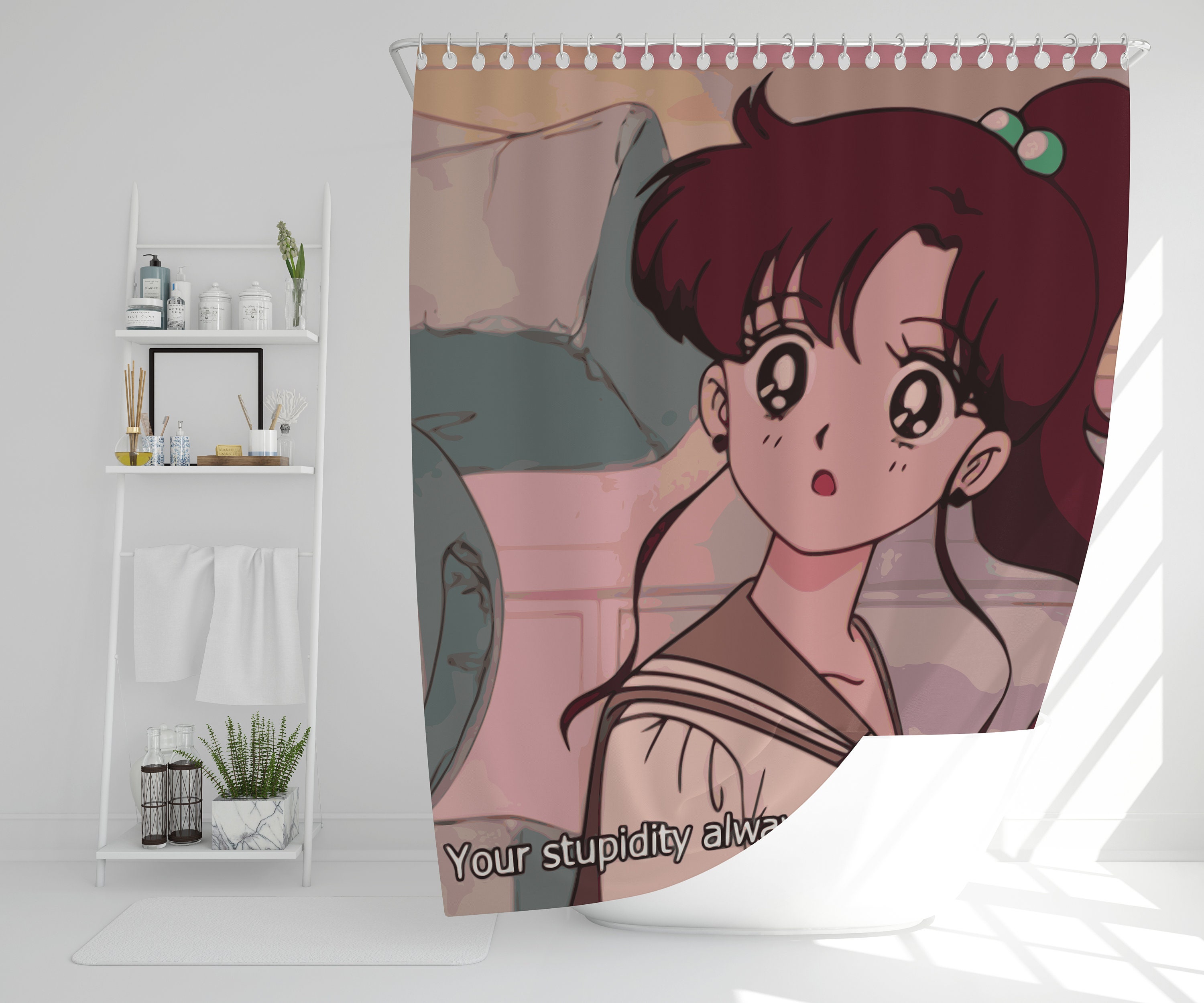 Anime Sailor Moon Shower Curtain with Sailor Jupiter and Art Prints for a Cool and Artistic Bathroom Decor