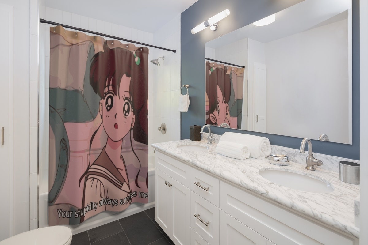 Anime Sailor Moon Shower Curtain with Sailor Jupiter and Art Prints for a Cool and Artistic Bathroom Decor