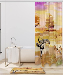 Antelope Zebra Kids Bathroom Shower Curtain Luxury Shower Curtain Set Waterproof Washable