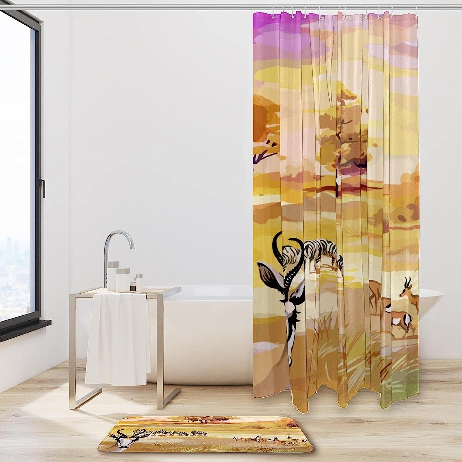 Antelope Zebra Kids Bathroom Shower Curtain Luxury Shower Curtain Set Waterproof Washable