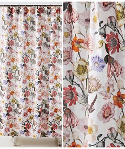 Anthropologie Botanical Daisy Floral Fabric Shower Curtain for Beautiful Bathroom 