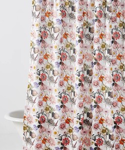 Anthropologie Botanical Daisy Floral Fabric Shower Curtain for Beautiful Bathroom