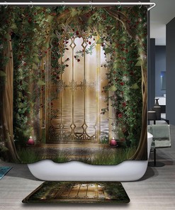 Anti-Mould Water Repellent Vintage Garden Floral Shower Curtain