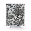 Antique Black Toile de Jouy Print Shower Curtain, Vintage European Pattern, Country Cottage Farmhouse, Bathroom Decor