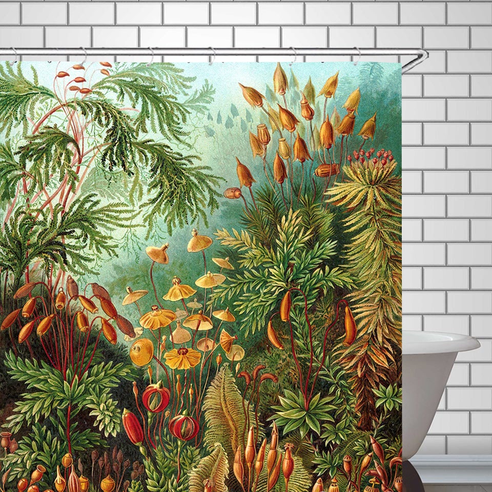 Antique Botanical Shower Curtain - Retro Nature Bathroom Accessories