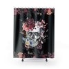 Antique Gothic Red Roses Flower Pastel Skull Tattoo Shower Curtain For Horror Fans