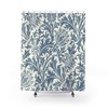 Antique Pattern Print Bath Decor with William Morris Thistle Blue & Ivory Cream Shower Curtain