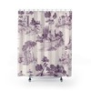 Antique Plum Toile de Jouy Print Shower Curtain, Vintage European Pattern, Country Cottage Farmhouse, Bathroom Decor