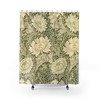 Antique Print Bathroom Vintage English Bathroom Accessory with William Morris Green Chrysanthemum Pattern Shower Curtain