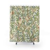 Antique Print Shower Curtain, William Morris Bird & Pomegranate Green Cream Vintage English Bathroom Accessory