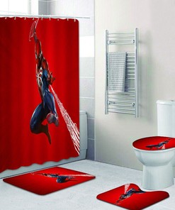 Anti-slip Spiderman Themed Bathroom Shower Curtain Gift in Waterproof Fabric