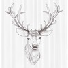 Antlers Pattern Fabric Shower Curtain For Rustic Bathroom Decor