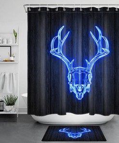 Antlers Rabbit Skull Shower Curtain For Country Bathroom