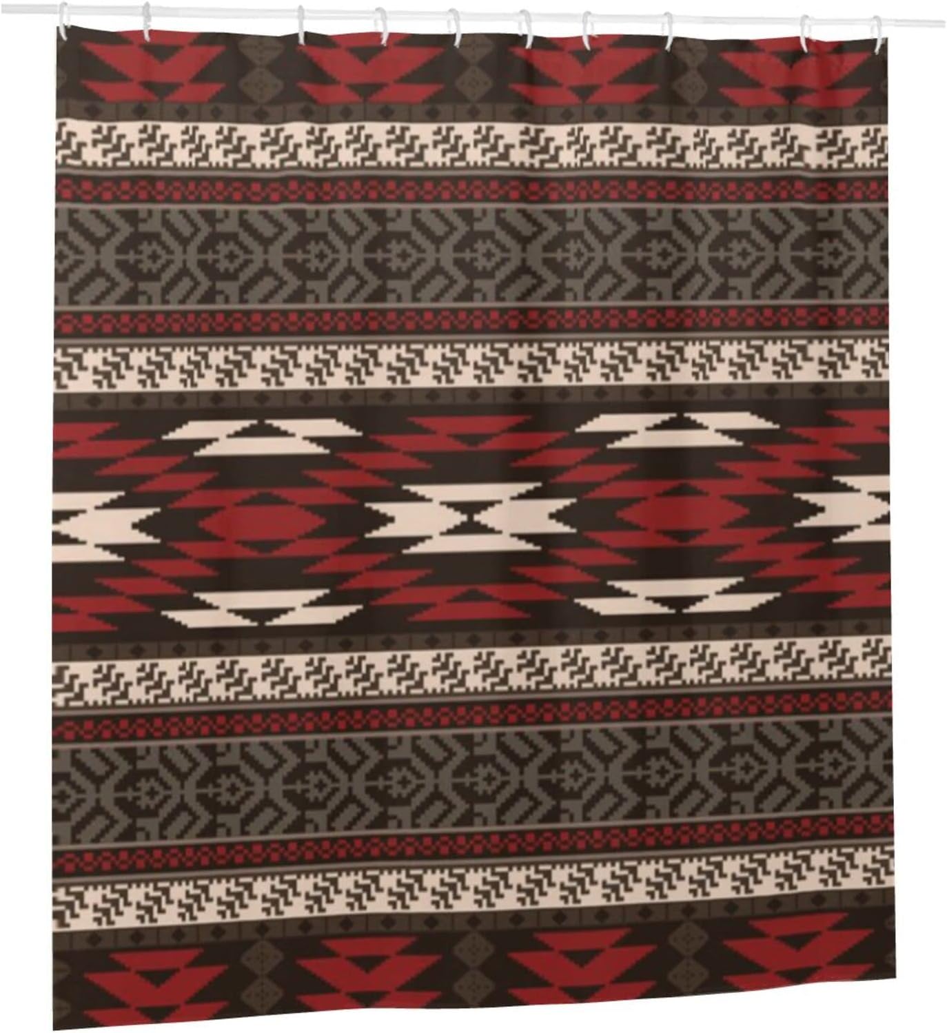 Apache Native American Indian Pattern Shower Curtain For Ethnic Bathroom Decor.