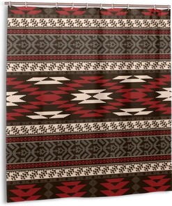 Apache Native American Indian Pattern Shower Curtain For Ethnic Bathroom Decor.