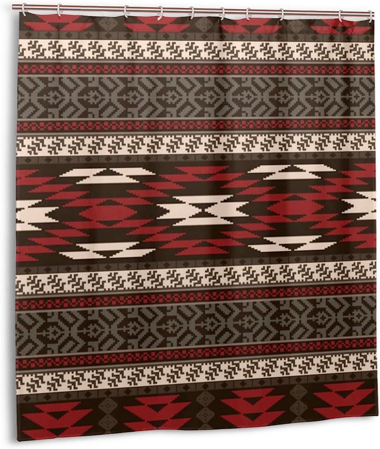 Apache Native American Indian Pattern Shower Curtain For Ethnic Bathroom Decor.