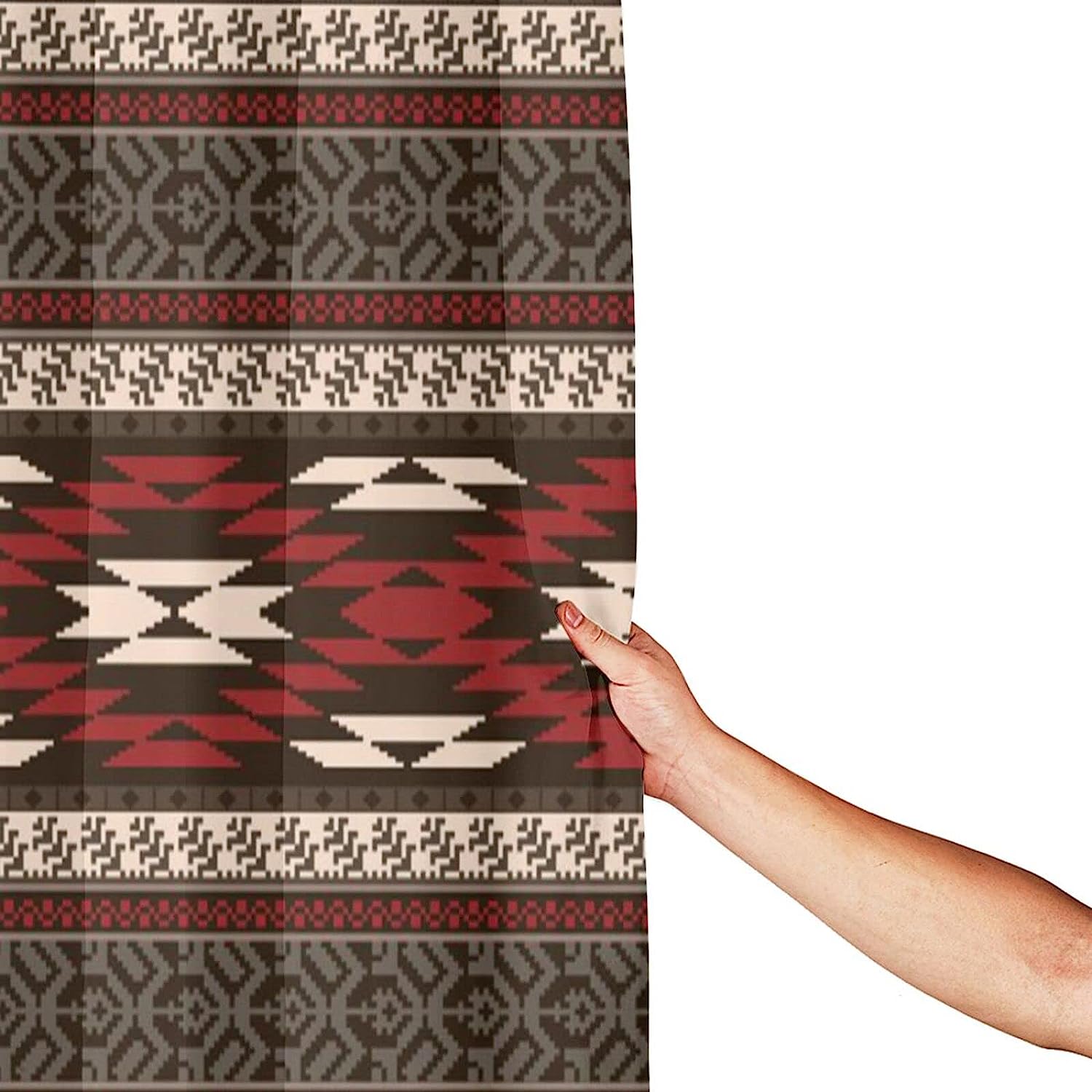 Apache Native American Indian Pattern Shower Curtain For Ethnic Bathroom Decor.