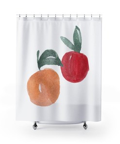 Apple Fruit Minimalist Peach Shower Curtain Decor for Farmhouse