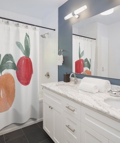 Apple Fruit Minimalist Peach Shower Curtain Decor for Farmhouse