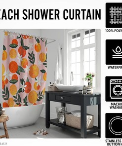 Apricot Colorful Peach Shower Curtain for Bathroom