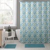 Aqua Blue Green White Chevron Shower Curtain - Geometric Bathroom Decor