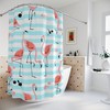 Aqua Blue Watercolor Pink Flamingos Shower Curtain for a Beach House Decor