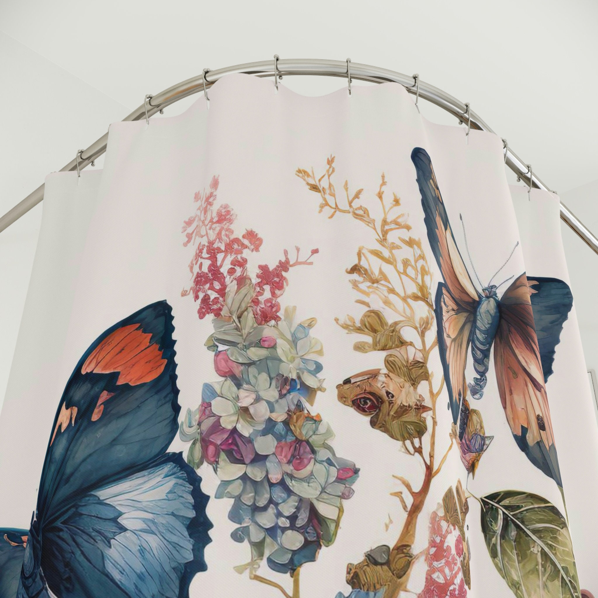 Aqua Cute Butterfly Shower Curtain - Unique Bathroom Decor Idea - Image 3