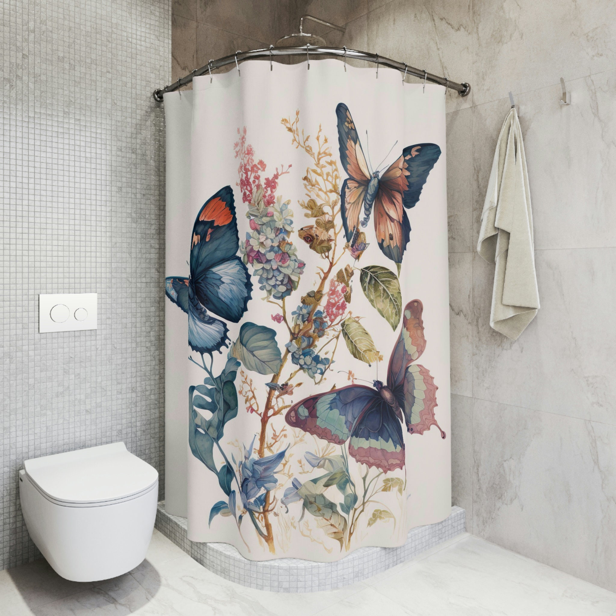 Aqua Cute Butterfly Shower Curtain - Unique Bathroom Decor Idea - Image 4