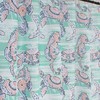 Aqua Green Sea Life Fabric Shower Curtain With Sea Horse, Sea Turtle, And Starfish Designs
