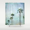 Aqua Home Decor Shower Curtain with Palm Trees and Landscape Design