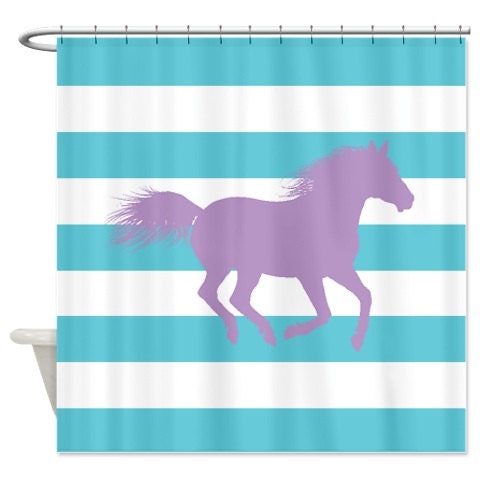 Aqua Horse Shower Curtain - Customize With Colors Of Your Choice