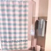 Aqua Stripe Seashells Beach Shower Curtain, Coastal Bathroom Decor With Barnegat Cabana Design