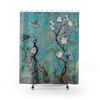 Aqua Turquoise Peacock Chinoiserie Garden Shower Curtain With Contemporary Asian Art And Artistic Boho Bathroom Decor