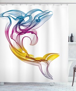 Aquatic Dolphin Shower Curtain For Ocean-Themed Bathroom