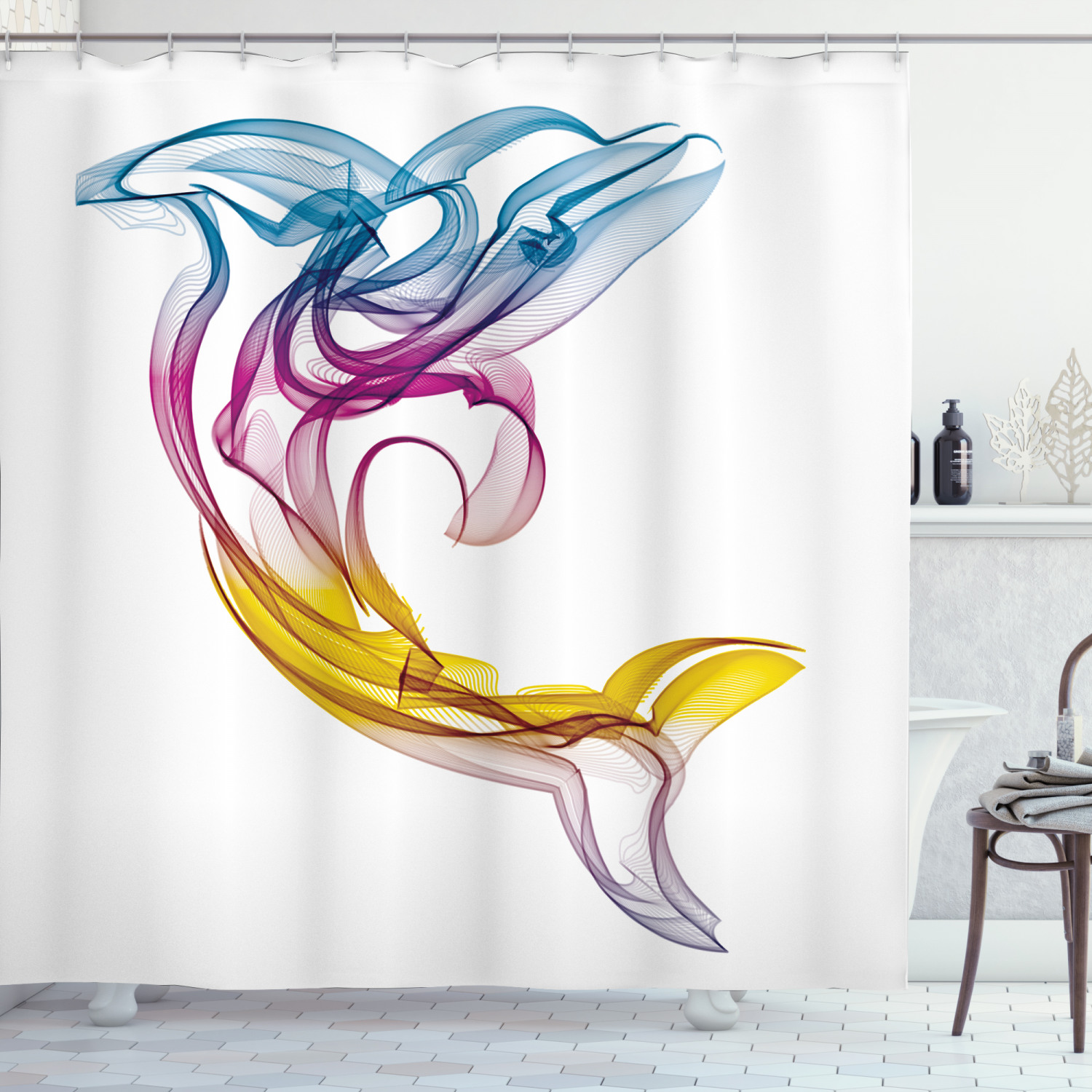 Aquatic Dolphin Shower Curtain For Ocean-Themed Bathroom - Image 3