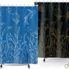 Aquatic Life Theme Koi Fish Shower Curtain for Ocean Lovers, Black and Blue Colors