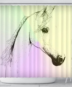 Arabian Horse Print Shower Curtain For Farmhouse Bathroom Decor