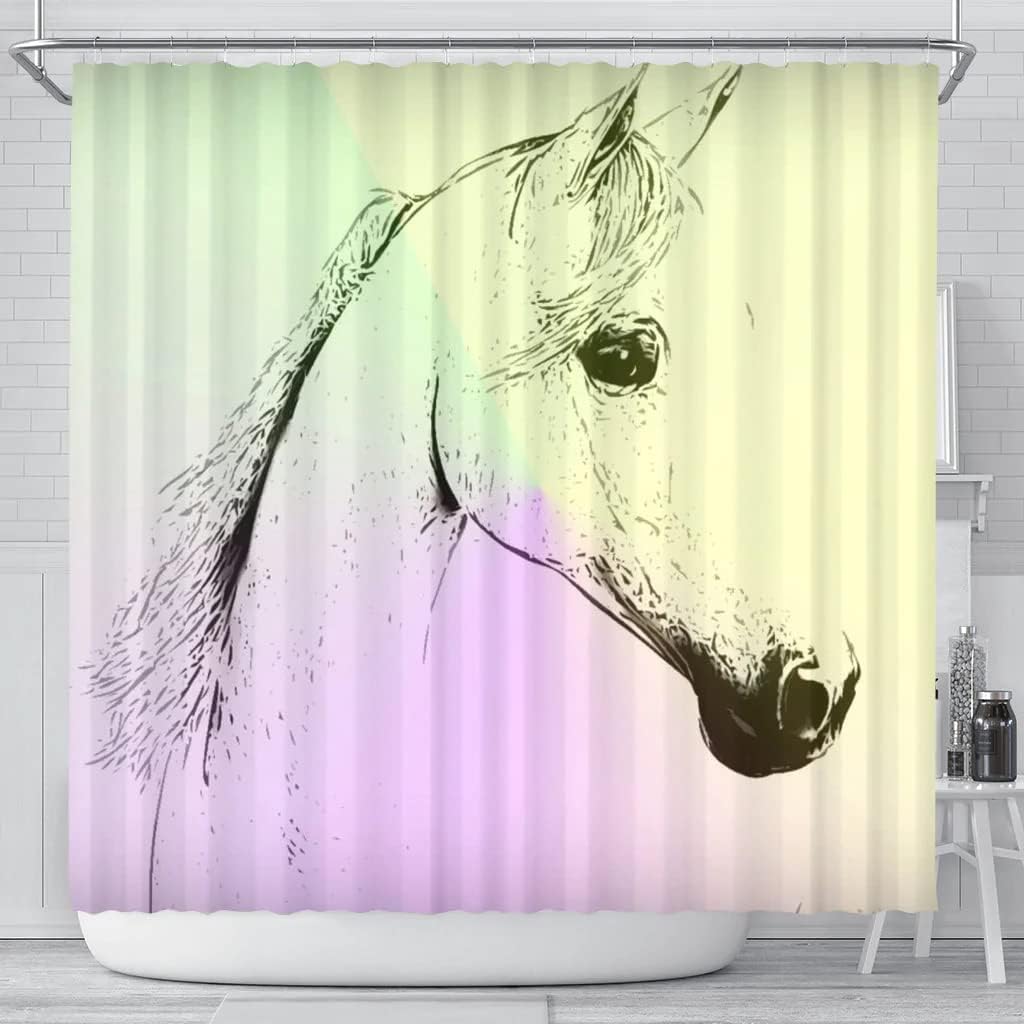 Arabian Horse Print Shower Curtain For Farmhouse Bathroom Decor