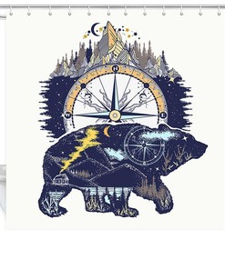 Arctic Bear Shower Curtain - Compass Theme Bathroom Accessory