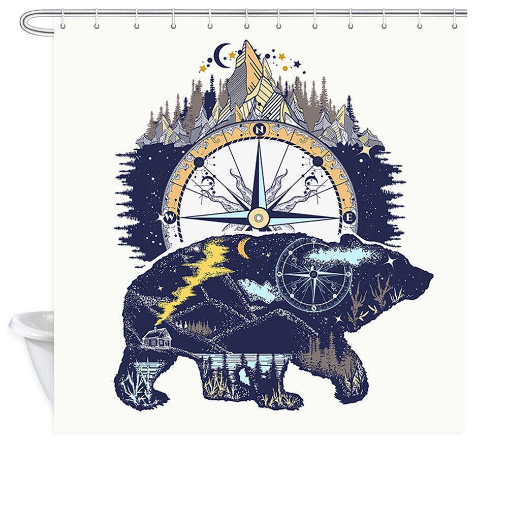 Arctic Bear Shower Curtain - Compass Theme Bathroom Accessory