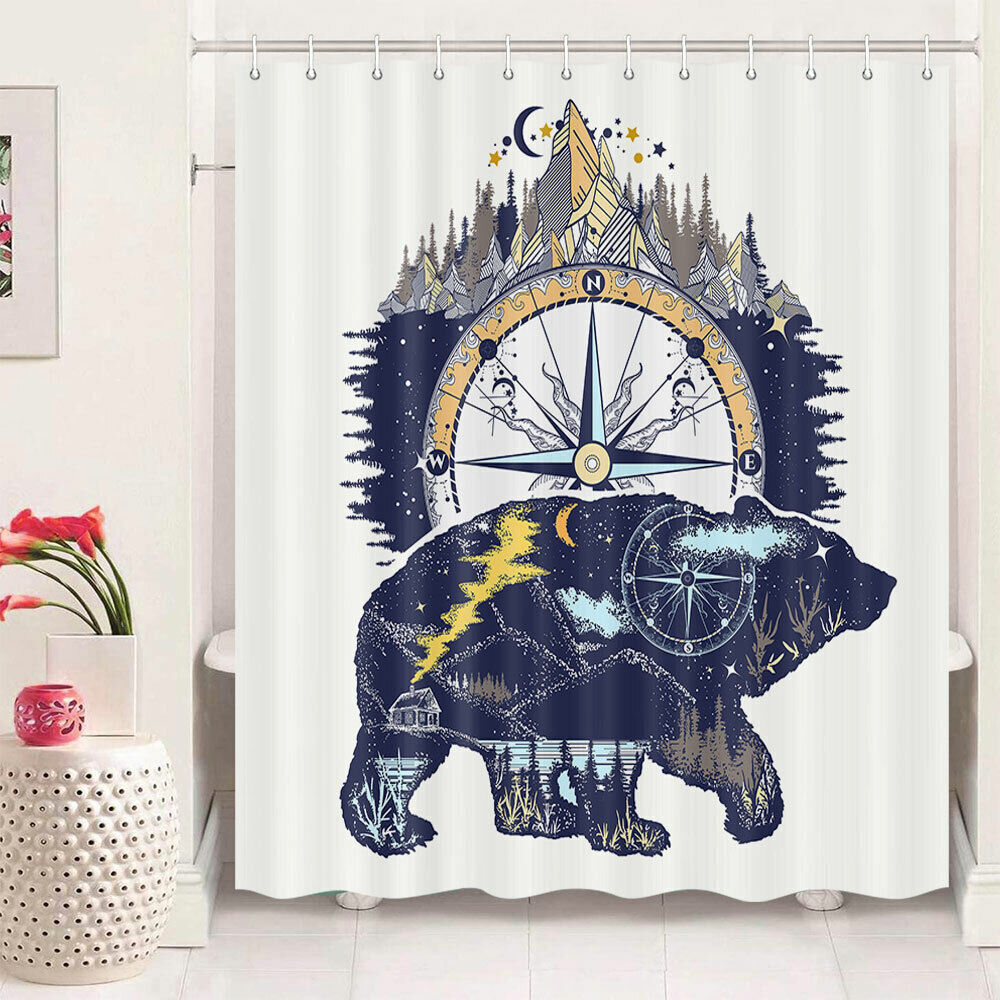 Arctic Bear Shower Curtain - Compass Theme Bathroom Accessory - Image 2